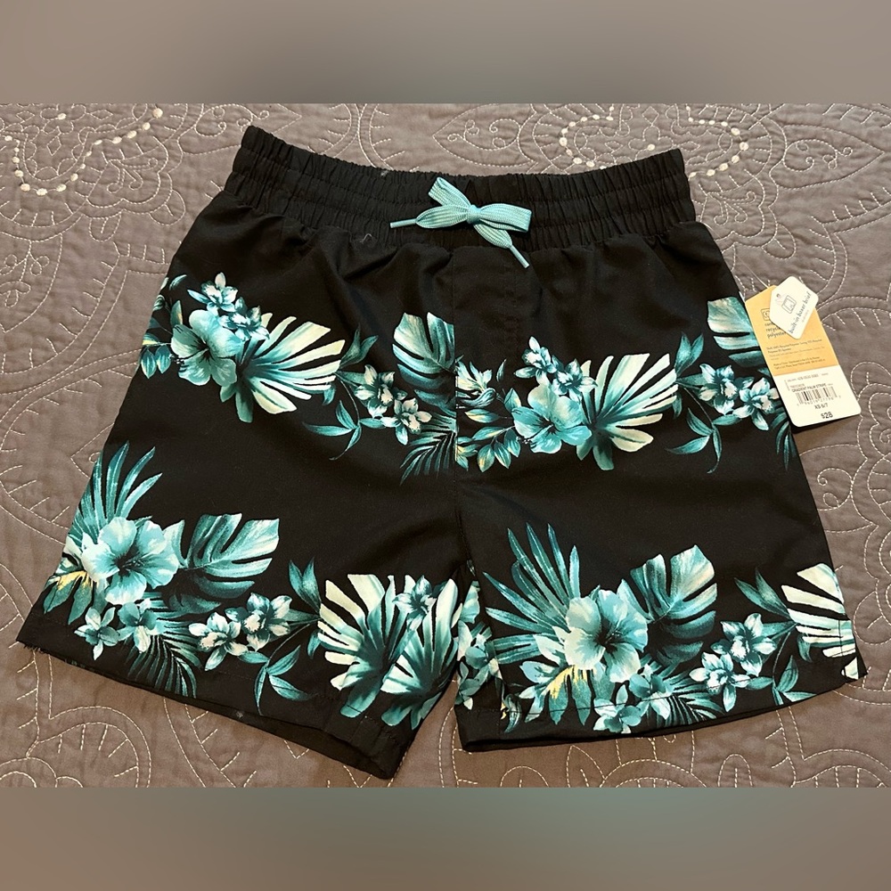Thereabouts Boys Gradient Palm Strip Swim Trunks NWT Size XS 6/7